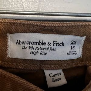Abercrombie and Fitch Curve Love 90s Relaxed Jean High Rise in Brown/Tan